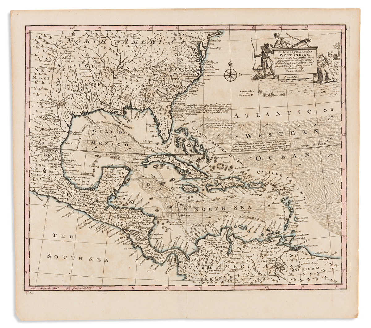 BOWEN, EMANUEL. An Accurate Map of the West Indies.